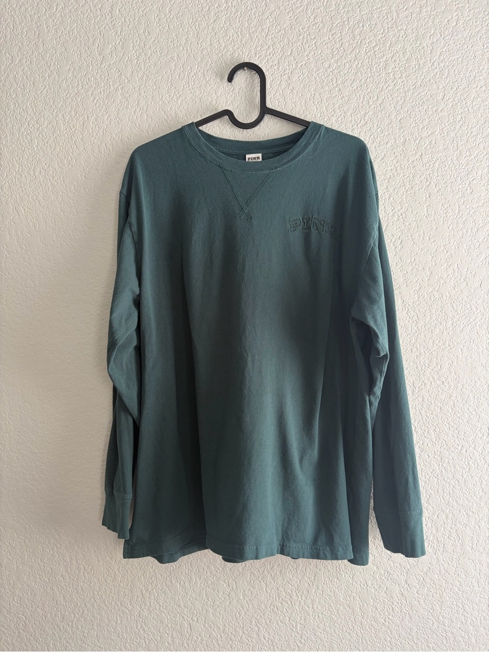 PINK Victoria's Secret Long‑Sleeve Crewneck Shirt - Teal
